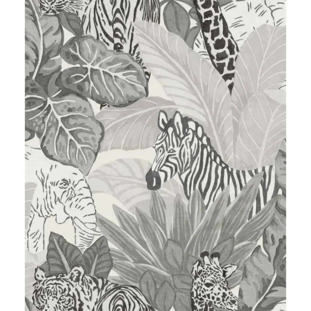 Textiel Noordwand Behang Good Vibes Jungle Animals grijs en zwart