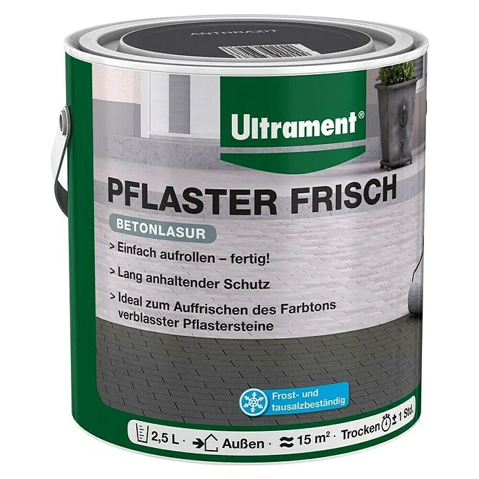 Ultrament Betonbeits Bestratingsverf - Grijs, 5 l voor plafond en muur