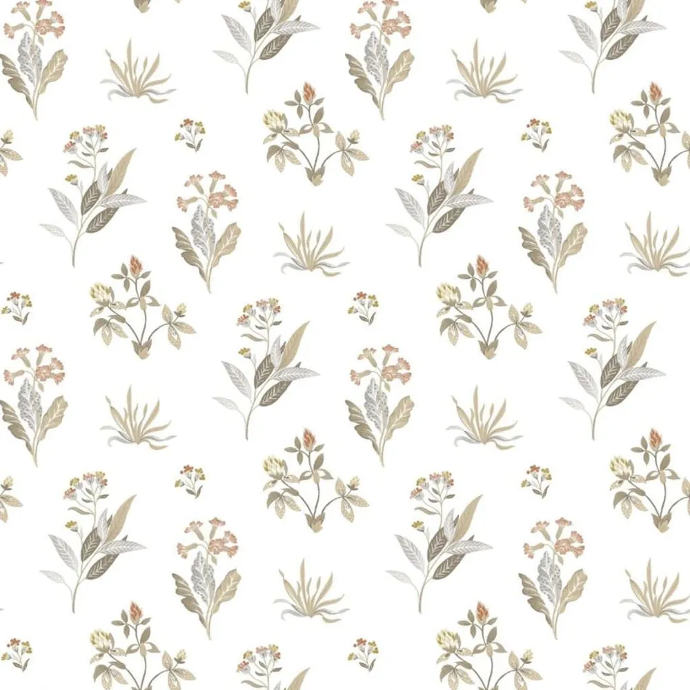 Vlies Noordwand Behang Blooming Garden 6 Flowers and Plants wit en grijs