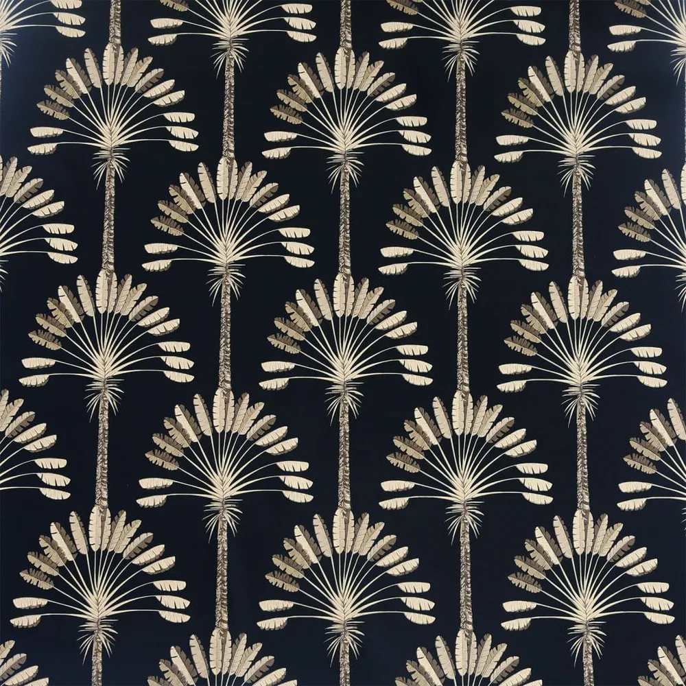 Washable DUTCH WALLCOVERINGS Behang Palm Palace zwart en goudkleurig