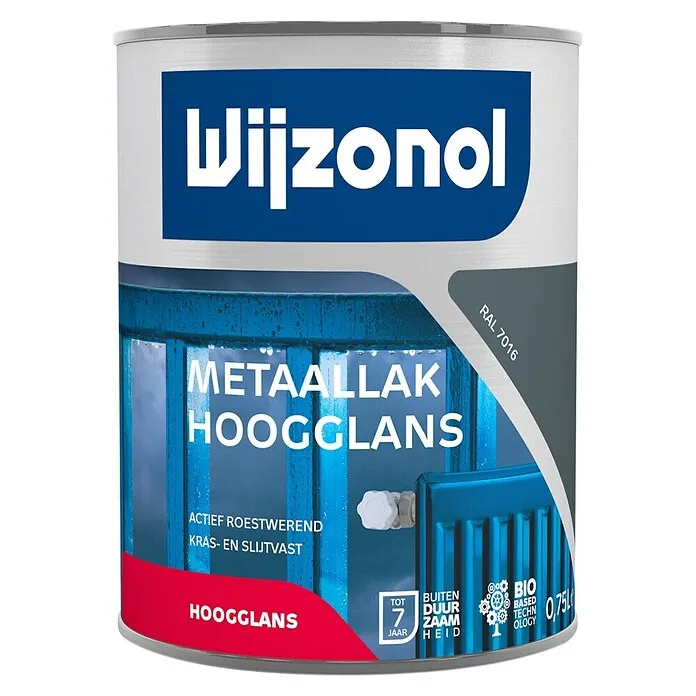 Wijzonol Metaallak - Antraciet, Hoogglans, 750 ml met kleefrand