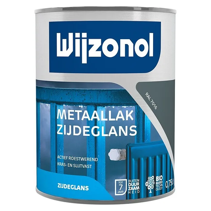 Wijzonol Metaallak - Antraciet, Zijdeglans, 750 ml met kleefrand