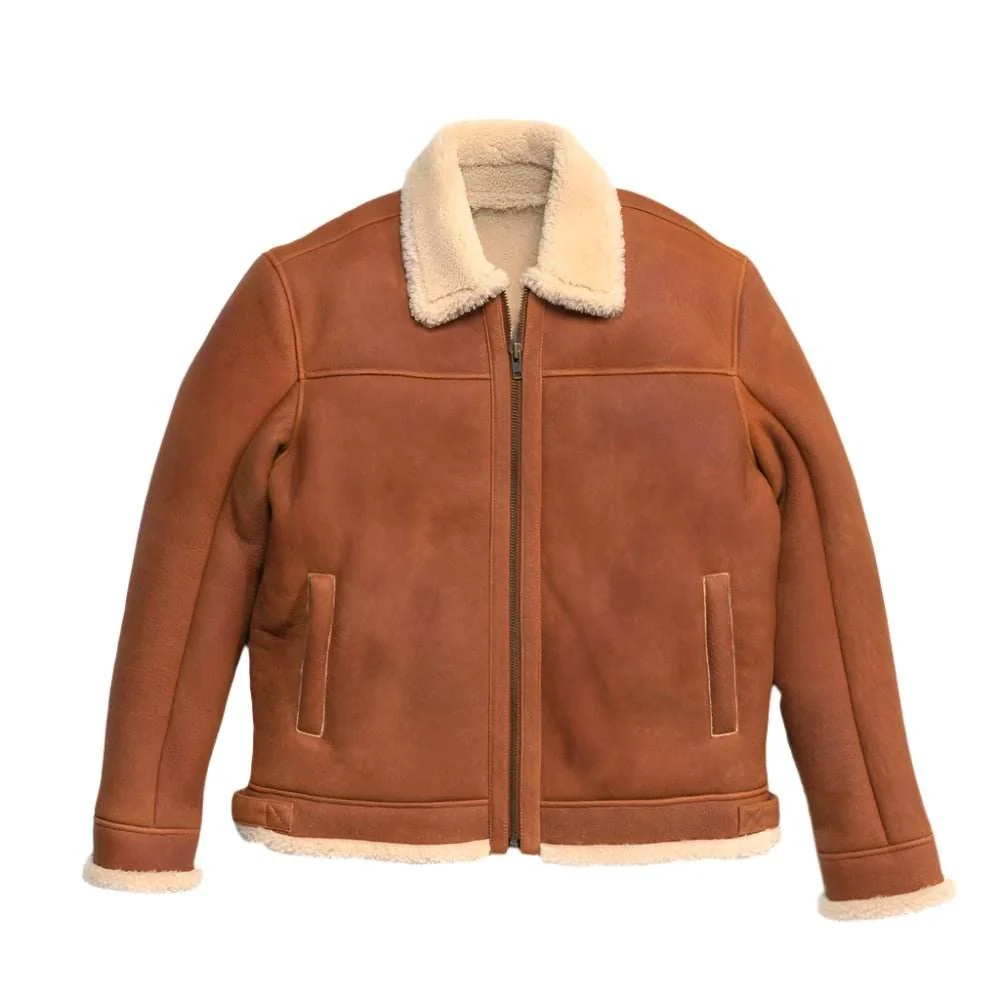 Whiskey Taupe Shearling leren bomberjack