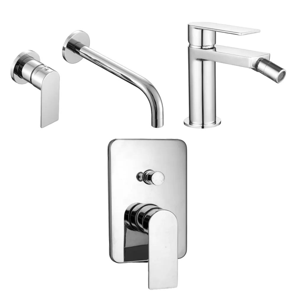 Composition built- basin mixers, bidet and two-way square verchroomd shower Ottomix