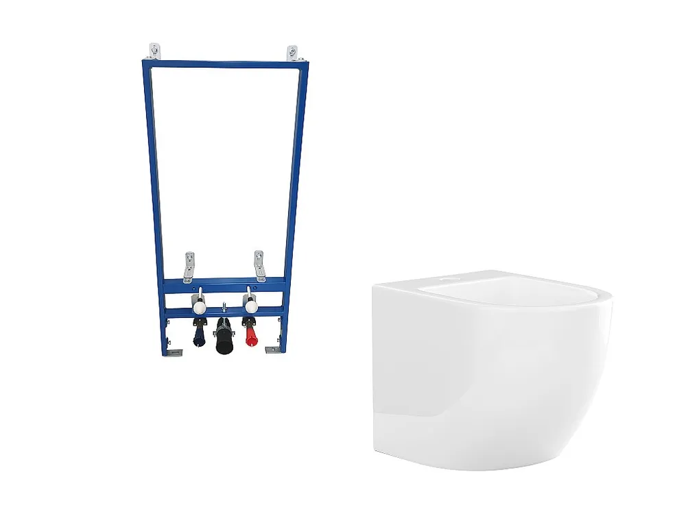 Hoogwaardige Set wit bidet van keramiek met voorwandsysteem, AMARUM