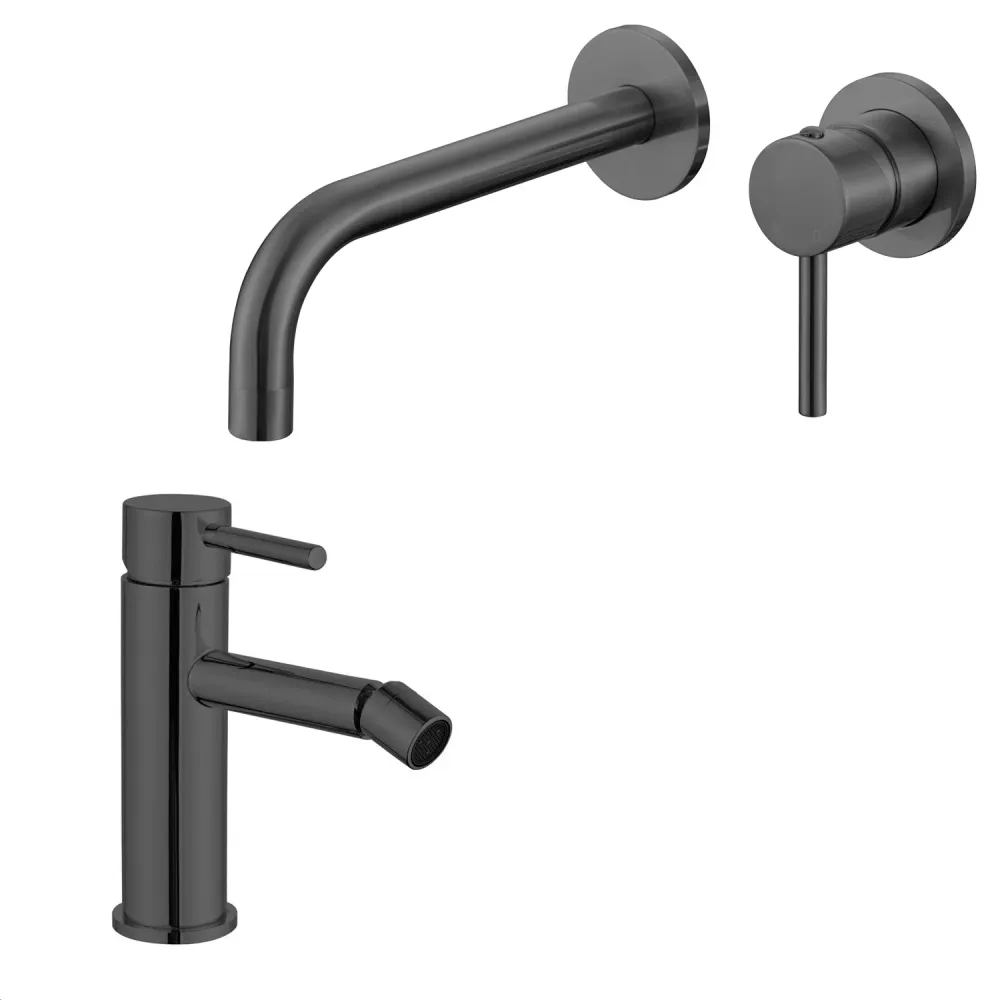 Pair built- faucet mixers sink and bidet Moon series doffe black brass Matt Zwart | Moderne Look