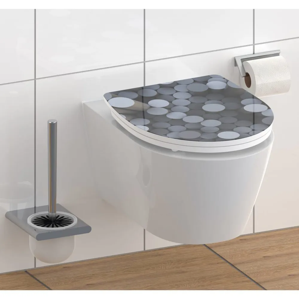 SCHÜTTE Toiletbril met soft-close vlug ontkoppelbaar hoogglans ROUND DIPS