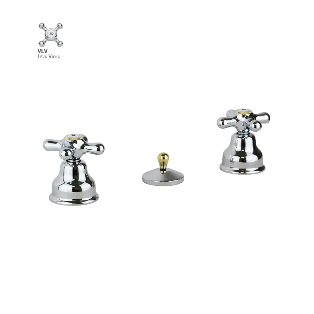 Vloerstaand Bidet battery automatisch drain Paffoni Viola series - Chrome/Gold finish
