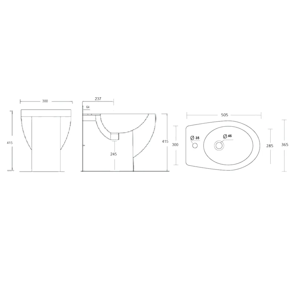 Wall-mounted bidet glossy parelmoer ceramic Colosseo series 50.5 cm