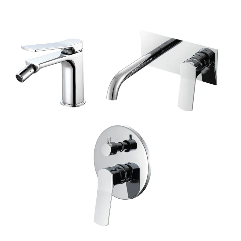 Waterbesparend Composition built- basin mixers easy box, bidet and two-way round shower chrome-plated messing Lumix