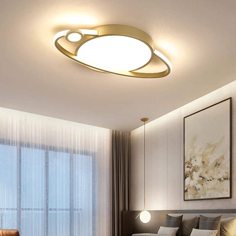 12"/16" Wide Circular Flush Mount Light Nordic Style Led Goud Ceiling Flush Light Acrylic Diffuser, Warm/White Light Gold