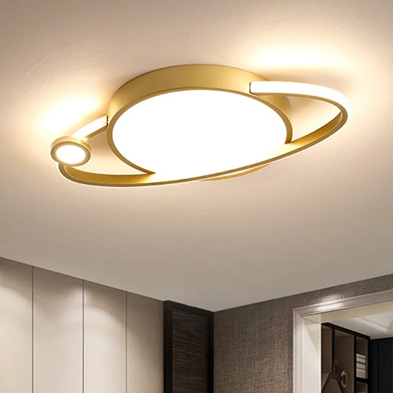 12"/16" Wide Circular Flush Mount Light Nordic Style Led Goud Ceiling Flush Light Acrylic Diffuser, Warm/White Light Gold
