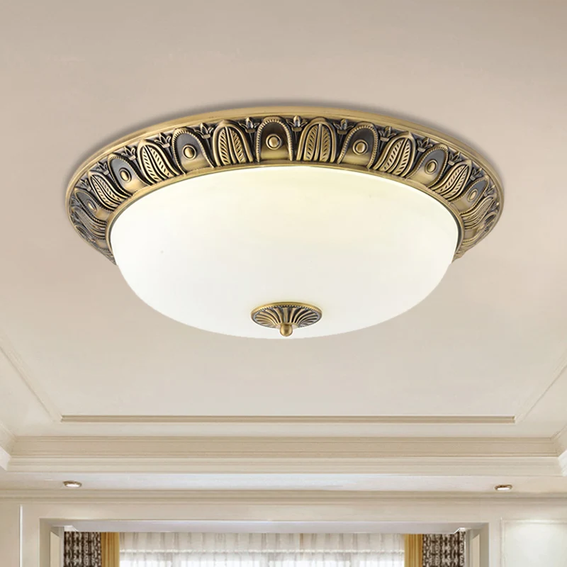 12"/16"/19,5" brede LED-plafondlamparmatuur met verouderde messing afwerking opaalglas inbouwverlichting | Snel Thuisbezorgd