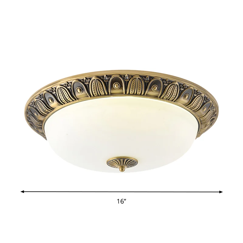 12"/16"/19,5" brede LED-plafondlamparmatuur met verouderde messing afwerking opaalglas inbouwverlichting | Snel Thuisbezorgd
