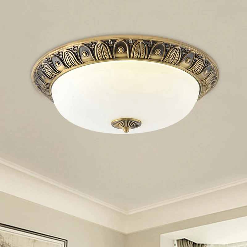 12"/16"/19,5" brede LED-plafondlamparmatuur met verouderde messing afwerking opaalglas inbouwverlichting | Snel Thuisbezorgd