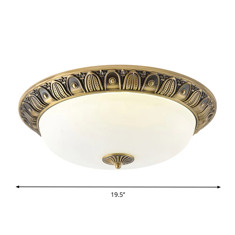 12"/16"/19,5" brede LED-plafondlamparmatuur met verouderde messing afwerking opaalglas inbouwverlichting | Snel Thuisbezorgd