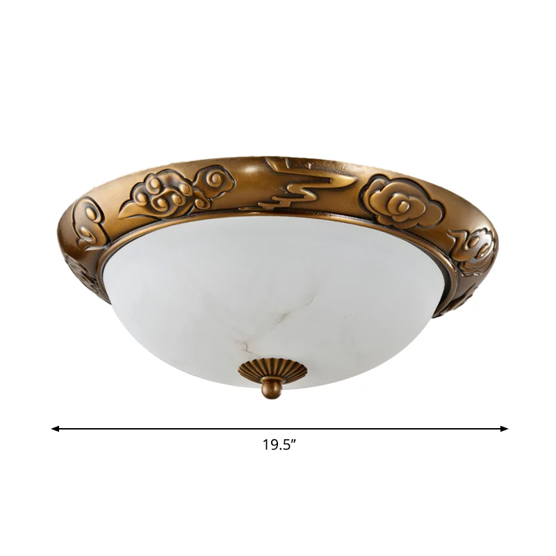 12"/16"/19,5" W Messing LED Inbouwverlichting Traditionele Melkwit Glazen Koepel Schaduw Inbouwlamp met Afstandsbediening