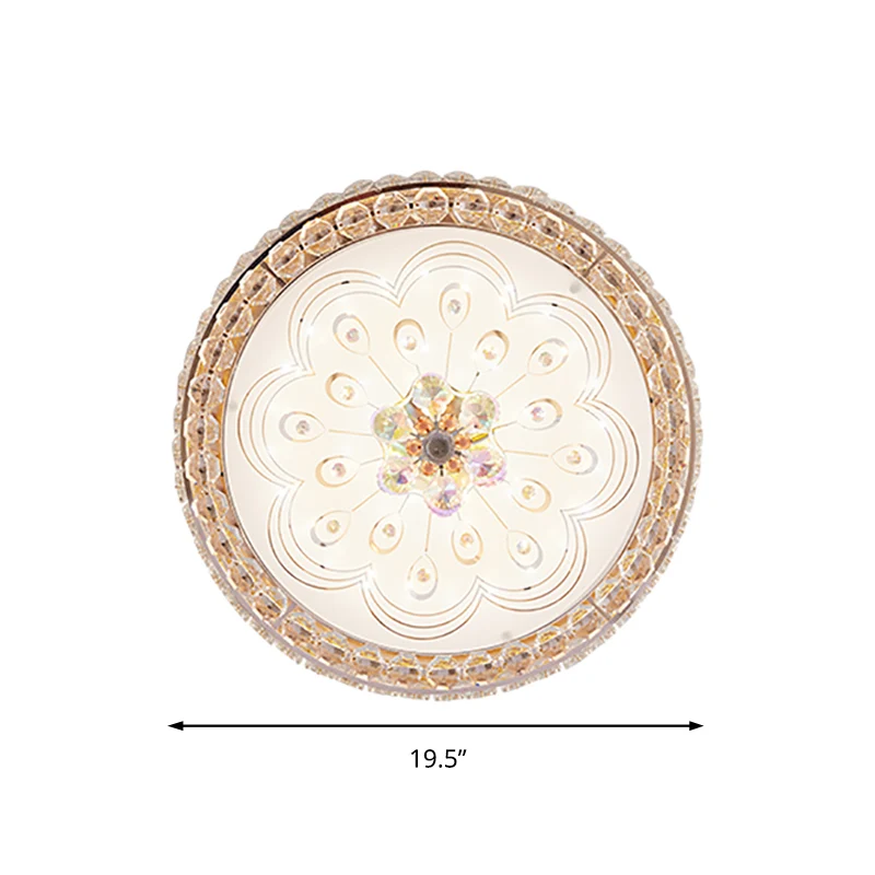 16"/19,5" brede ronde plafondinbouwlamp metaal en kristal LED-inbouwlamp met pauwstaart/bloempatroon goud | Snel Thuisbezorgd