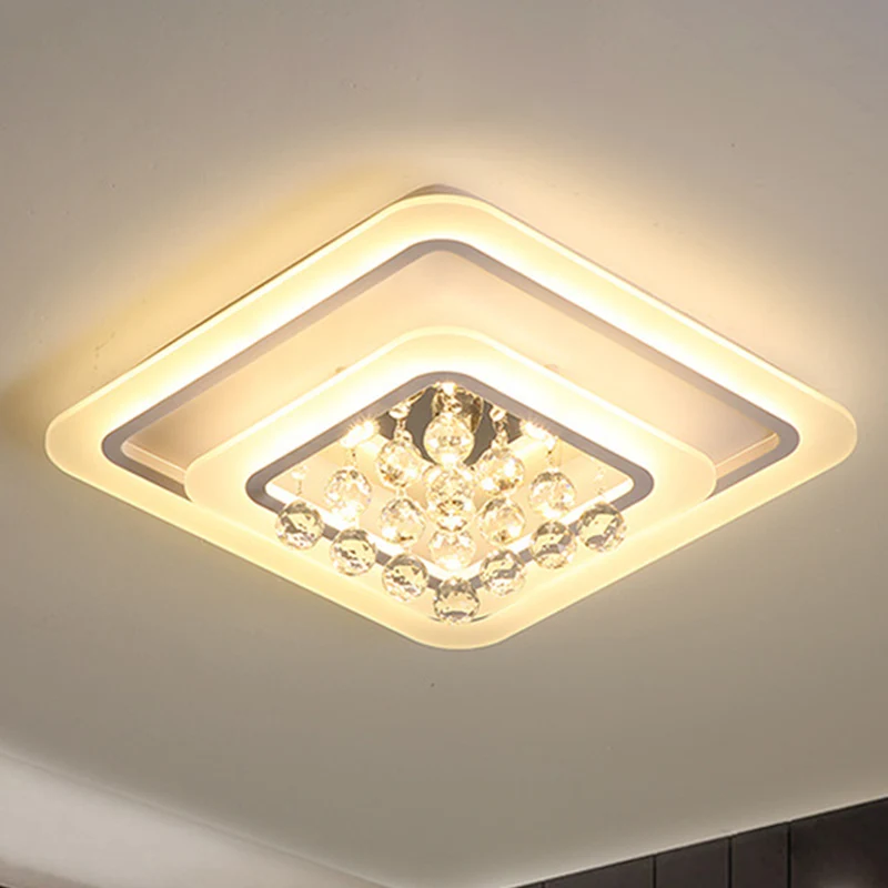19,5"/23,5"/27,5" W LED-plafondlamp Actueel wit vierkant kristal inbouwverlichting, warm/wit licht