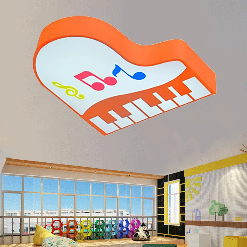 Acryl Piano Inbouwlamp Cartoon LED Plafondgemonteerd armatuur rood/roze/geel/oranje/groen voor kinderkamer, warm/wit zwak