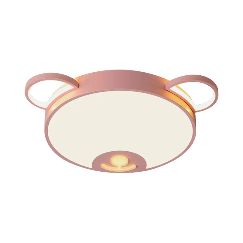 Bear Acryl Plafondlamp Cartoon Roze/Blauwe LED Inbouwlamp Warm/Wit Helder, 16,5"/20,5" Breedte met Afstandsbediening