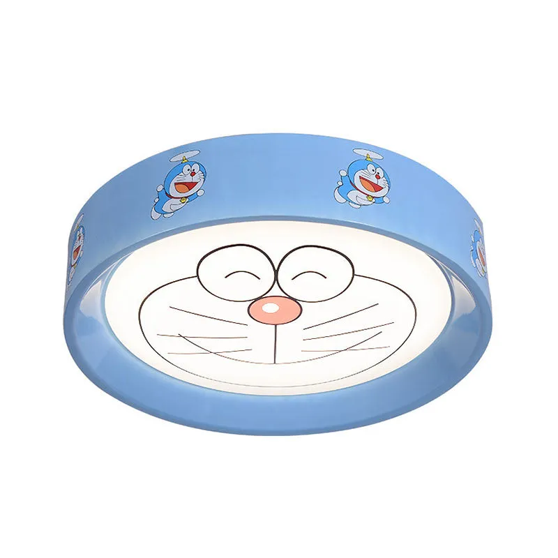 Blauwe Cirkel Inbouwarmatuur Kinderen 16,5"/20,5" W LED Metalen Inbouw Plafondlamp met Cartoon Kat Patroon | Snel Thuisbez...