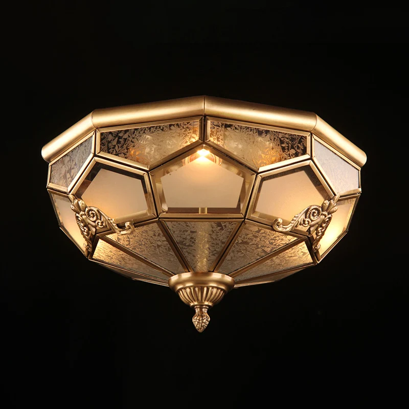 Bowl Inbouwplafondlamp Tijdloos Messing Frost Glass Inbouwlamp voor de woonkamer met Afstandsbediening