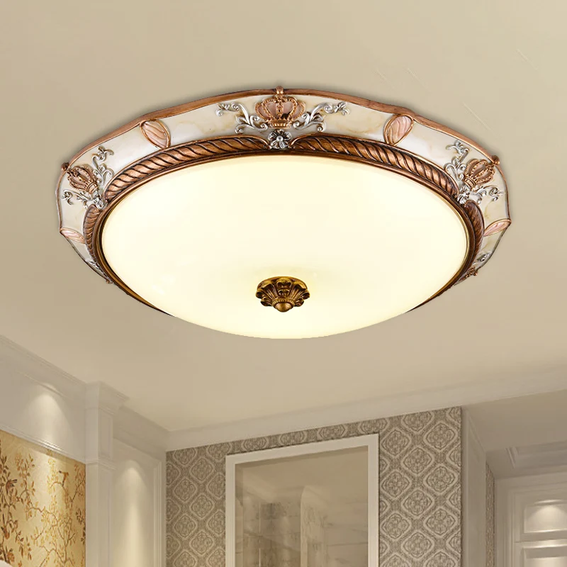 Bruine kapvormige plafondinbouwlamp Antiek melkglas Woonkamer LED-inbouwarmatuur, 14"/16"/19,5" omvangrijk | Snel Thuisbez...