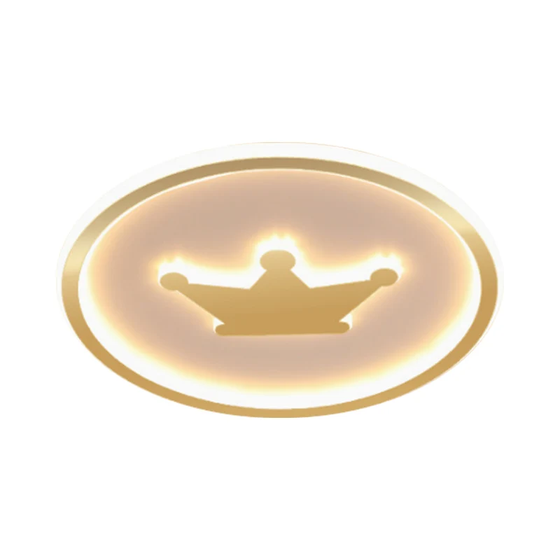 Cartoon Crown Inbouwlamp Acryl Kinderkamer LED Ronde Plafondlamp Roze/Goud/Wit, 16"/19,5" Breedte met Afstandsbediening