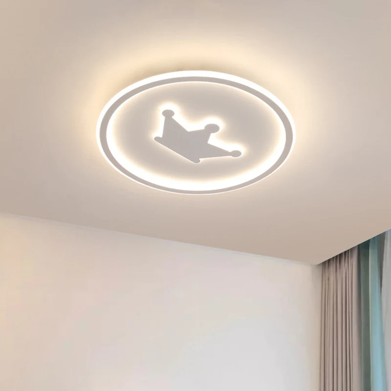 Cartoon Crown Inbouwlamp Acryl Kinderkamer LED Ronde Plafondlamp Roze/Goud/Wit, 16"/19,5" Breedte met Afstandsbediening