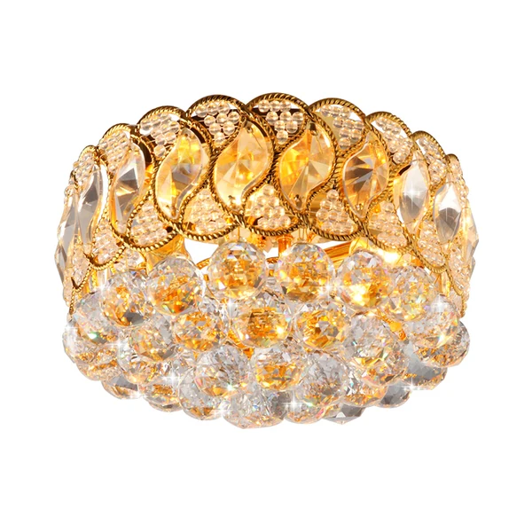 Drum Shade Crystal Orb Inbouwlamp Rustieke 3-koppige slaapkamerplafondlamp goud met Afstandsbediening