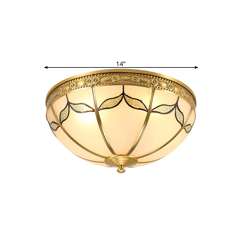 Energiezuinige 14"/18" W Platteland Koepelvormige Inbouwlamp 3/4 Lichten Melkachtig Glazen Plafondmontage Armatuur Met Bla...