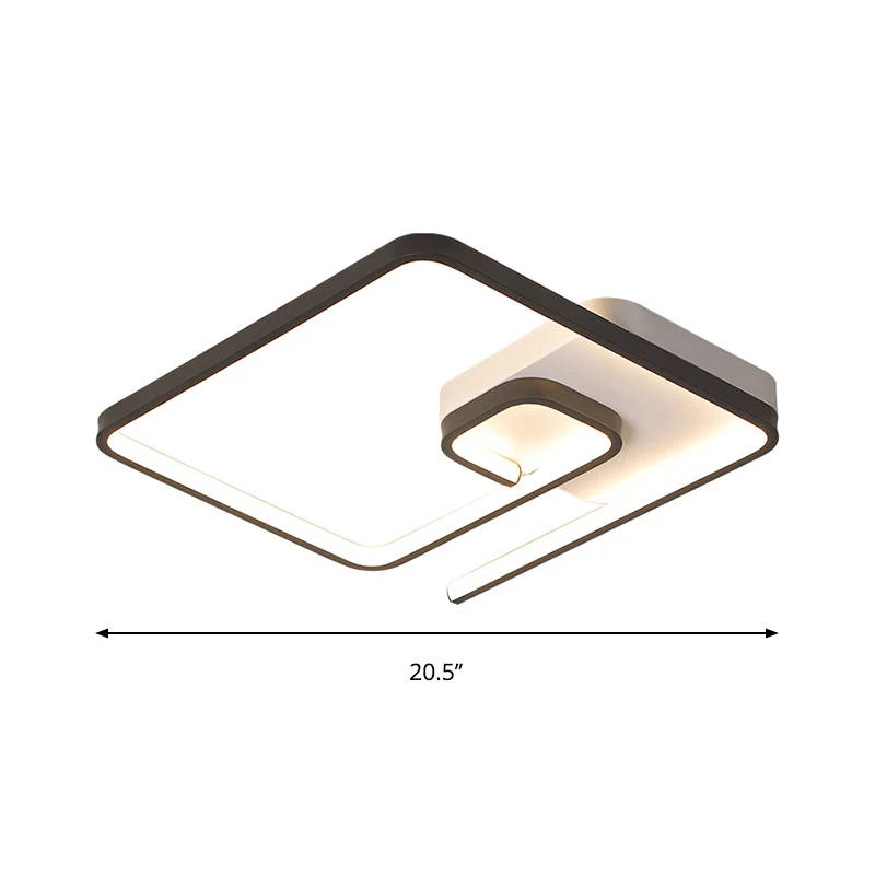 Energiezuinige 16,5"/20,5" W Nordic Squared Flush-verlichting Slanke acryl LED Wit/zwart-wit plafondinbouw warm/wit zacht