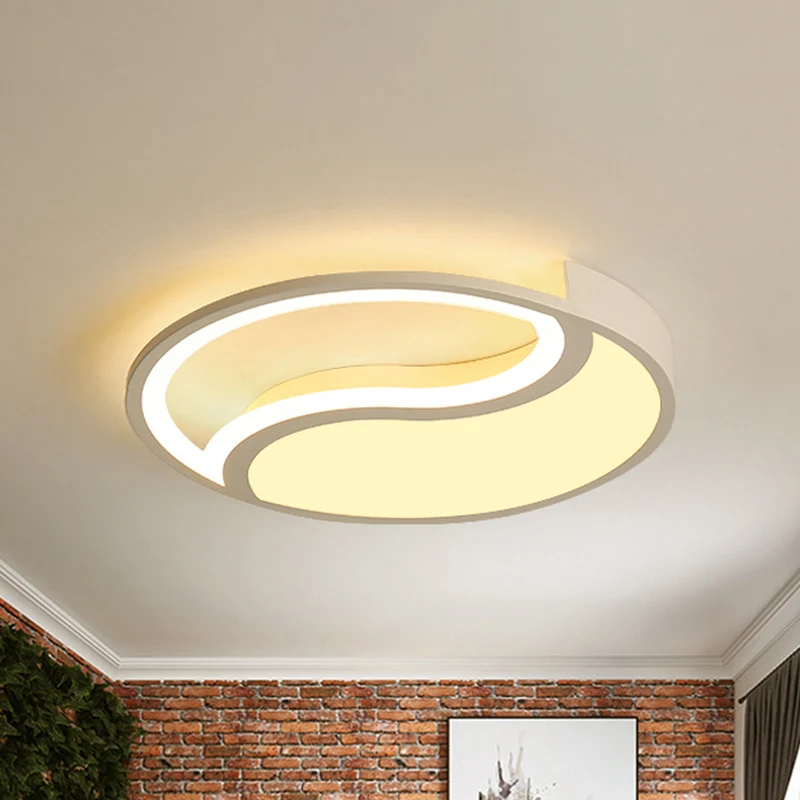 Energiezuinige Cirkel inbouwlamp Eenvoudige stijl acryl witte LED-plafondlamp warm/wit/3 kleuren zacht, 16"/19,5" breed