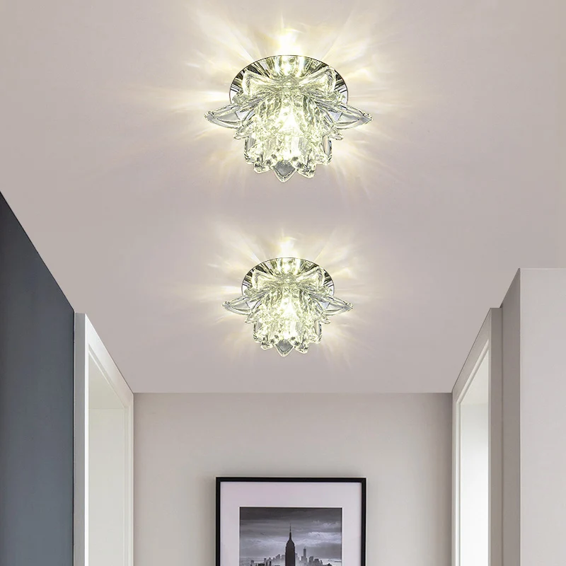 Energiezuinige Eigentijdse plafondinbouwlamp met lotusbloesem, heldere kristallen gang LED-inbouwarmatuur