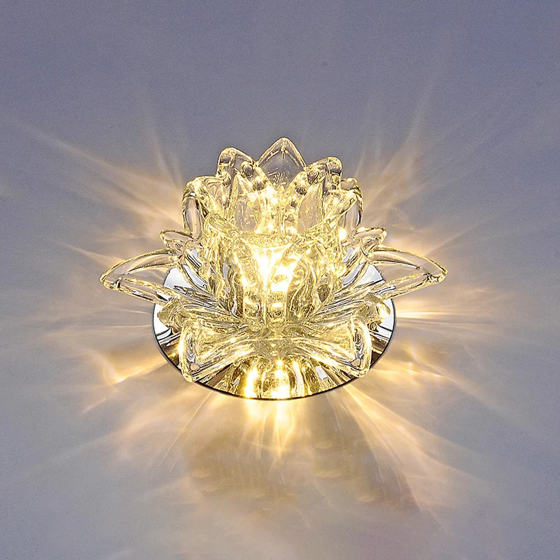 Energiezuinige Eigentijdse plafondinbouwlamp met lotusbloesem, heldere kristallen gang LED-inbouwarmatuur
