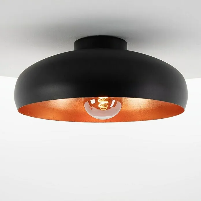Energiezuinige Elgo Plafondlamp Mogano - l x b x h: 40 cm x 40 cm x 18 mm, Zwart, Koper, E27