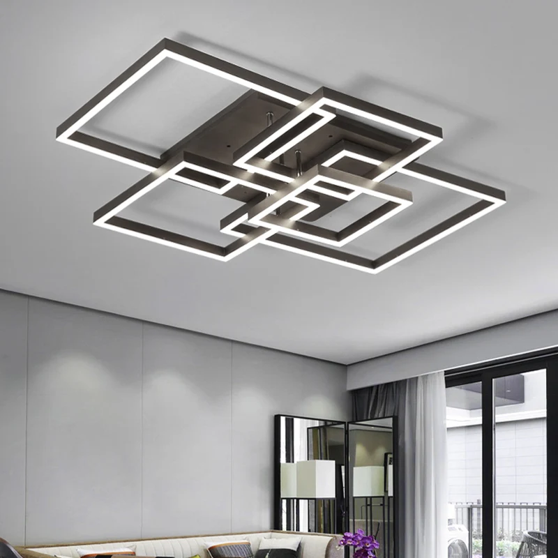 Energiezuinige Vierkante acrylplafondlamp Moderne LED 39"/47" breed bruin semi-inbouwlicht warm/wit zwak