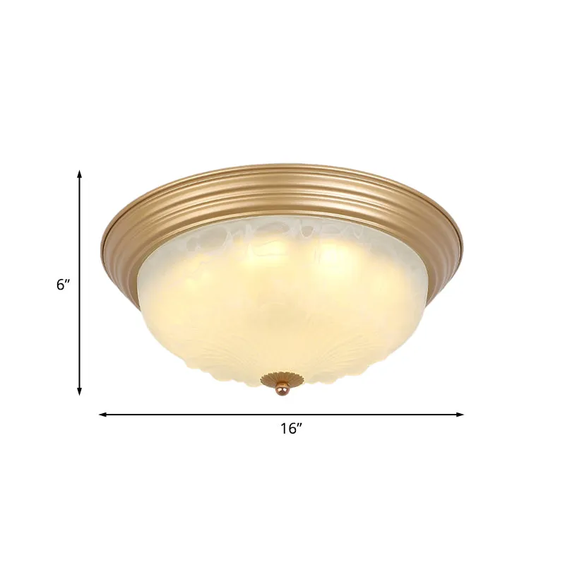 Goud 2/3 Heads Plafondlamp Koloniaal Wit Glazen Komvorm Inbouw Inbouwverlichting, 16"/19.5" Breedte met Afstandsbediening