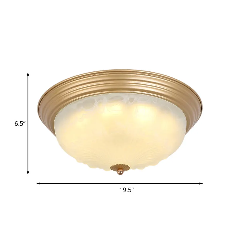 Goud 2/3 Heads Plafondlamp Koloniaal Wit Glazen Komvorm Inbouw Inbouwverlichting, 16"/19.5" Breedte met Afstandsbediening
