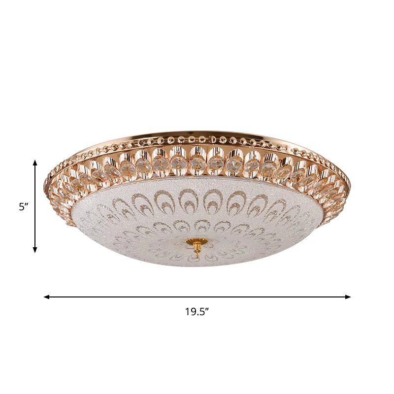 Gouden koepelvormige inbouwverlichting Contemporain kristalglas LED slaapkamerplafond, 16 "/19,5" breedte