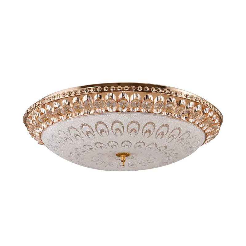 Gouden koepelvormige inbouwverlichting Contemporain kristalglas LED slaapkamerplafond, 16 "/19,5" breedte