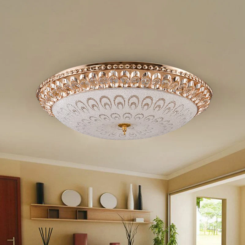 Gouden koepelvormige inbouwverlichting Contemporain kristalglas LED slaapkamerplafond, 16 "/19,5" breedte