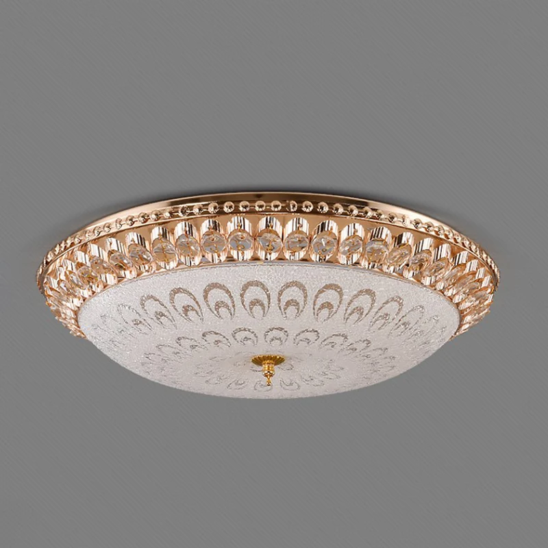 Gouden koepelvormige inbouwverlichting Contemporain kristalglas LED slaapkamerplafond, 16 "/19,5" breedte