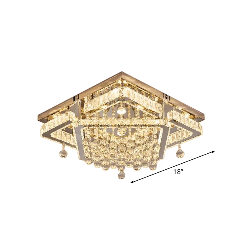 IP44 Waterdichte Helder kristal vierkant plafondinbouw zonder meer LED-inbouwlicht warm/wit licht, 18"/23,5" W