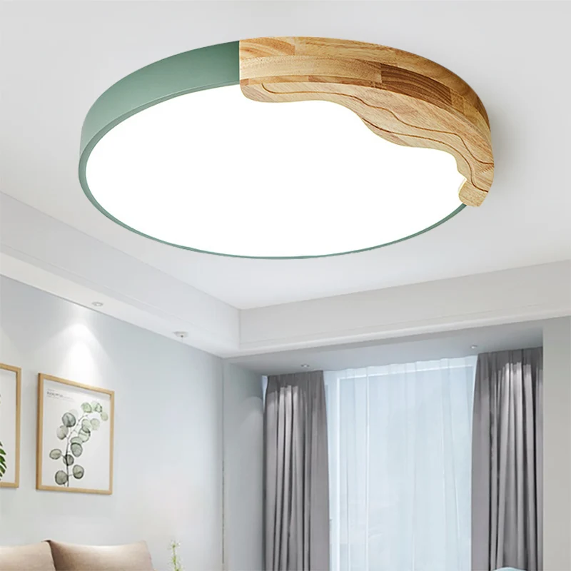 IP44 Waterdichte LED cirkel plafondmontage zacht Noords acryl inbouwlicht groen voor volwassen slaapkamer, warm/wit licht