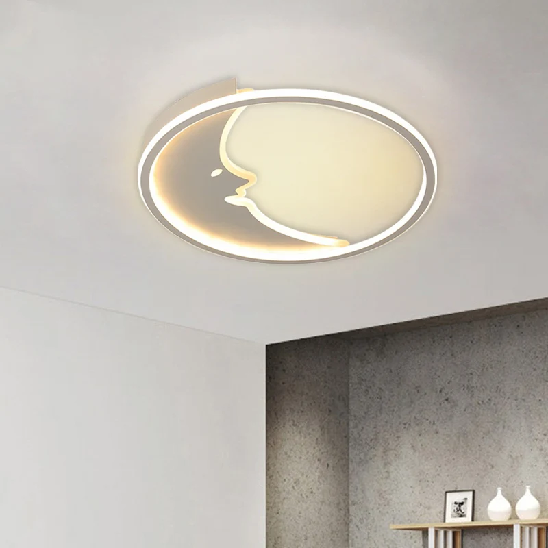 LED-slaapkamer inbouwlamp cartoon witte plafondlamp met maan acryl kap warm/wit zacht
