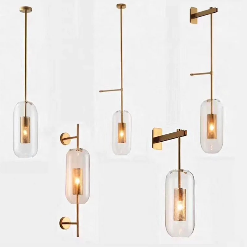 Pill Capsule Wall Lighting Fixture Modernism Helder Glass 1-Bulb Bathroom Wall Lamp Sconce Inside Mesh Screen Bronze