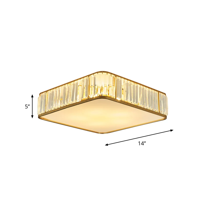 Premium LED 14"/18"/21,5' W vierkante kristallen plafondlamp moderne 3/4/5 lampen slaapkamer inbouwverlichting goud