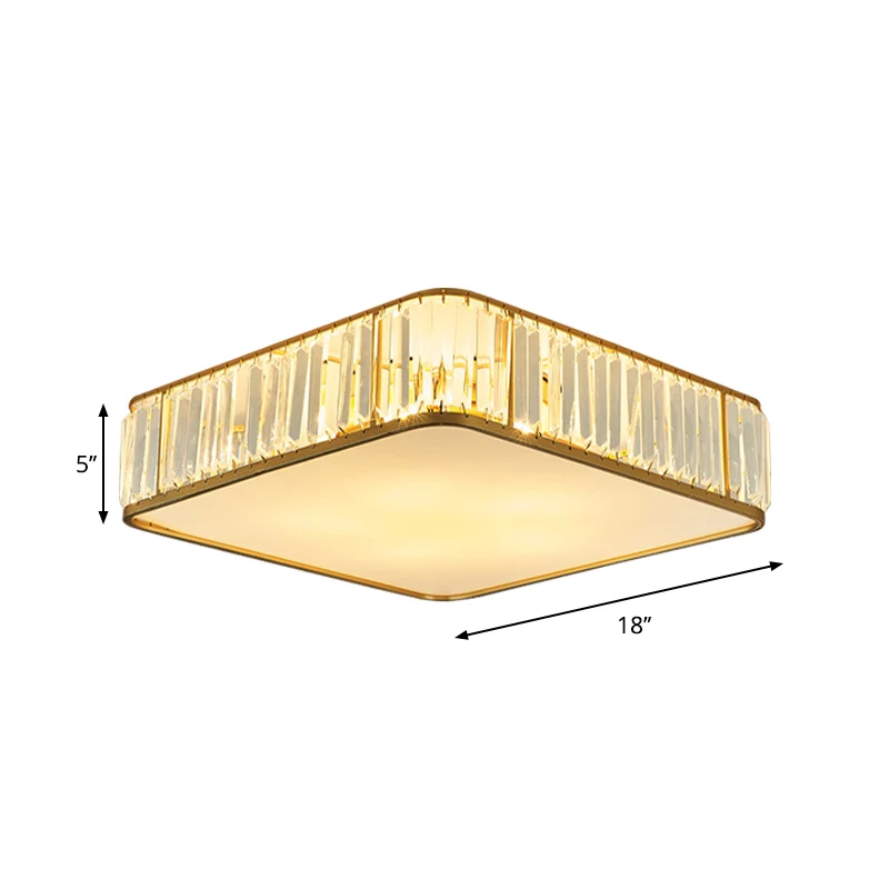 Premium LED 14"/18"/21,5' W vierkante kristallen plafondlamp moderne 3/4/5 lampen slaapkamer inbouwverlichting goud